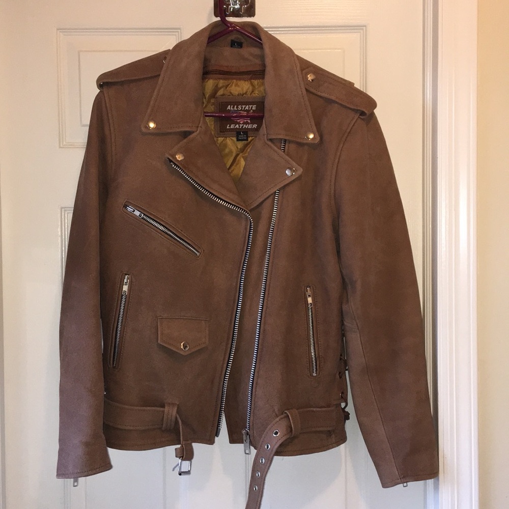 Camel colored leather riding jacket 🏍